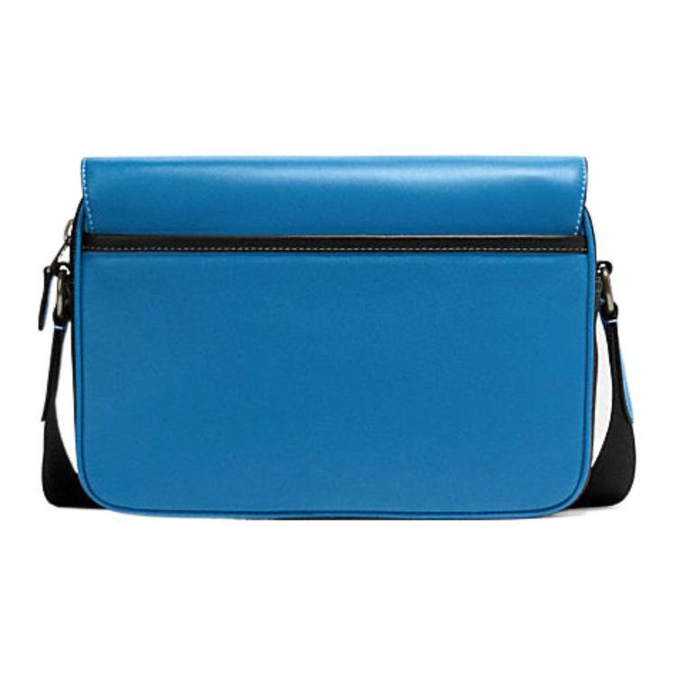 New COACH Track Cow Leather Shoulder Bag, Crossbody Bag Regular Men's Blue Beige CH118-QBVFG