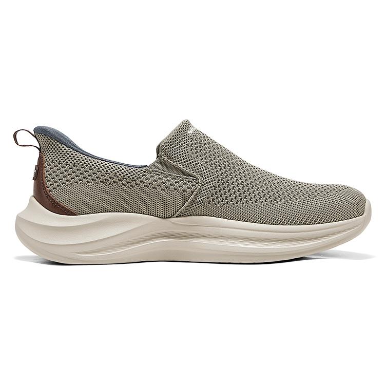Skechers Слипоны Удобная обувь для ходьбы Легко надевать и снимать Легкие Дышащие Низкие Повседневная обувь Мужские кроссовки Серый Коричневый 211085-TPE