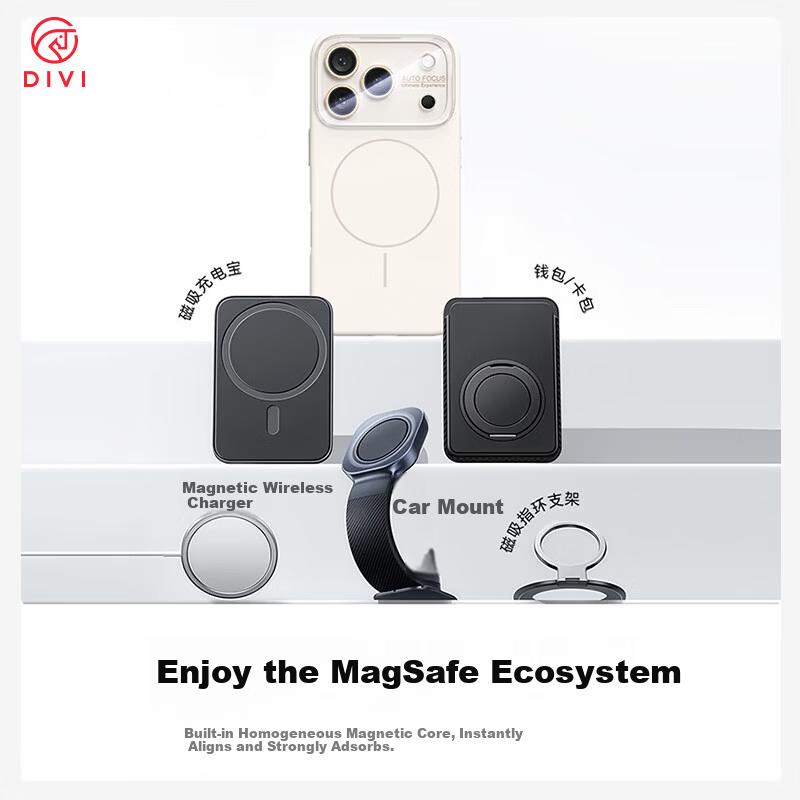 DIVI Magsafe Magnetic Liquid Silicone Case for iPhone 17 Pro Max, Full Coverage Lens Protection, Shockproof, Minimalist Unisex White