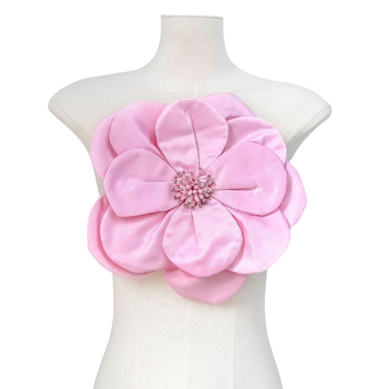 Multi Layer Soft Fabric Large Flower Brooch Stylish Breastpin for Dresses and Tops Floral Shaped Corsage Party Accessory
