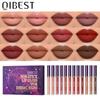 QIBEST Matte Lip Gloss Non-Stick Non-Fading Lip Glaze Long Lasting Not Easy To Take Off Liquid Lipstick Set Makeup