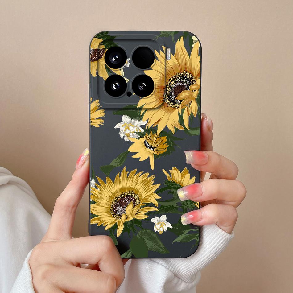 Чехол-конфетница для телефона Xiaomi 15 Pro, корпус, мягкий жидкий силикон, улучшенная полная защита, задняя крышка с цветами для Xiaomi15 Pro, Чехол
