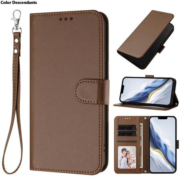 Solid Color Wallet Leather Flip Case For Huawei Honor 400 Lite 300 Ultra 200 Smart 100 90 Pro Phone Back Cover Etui