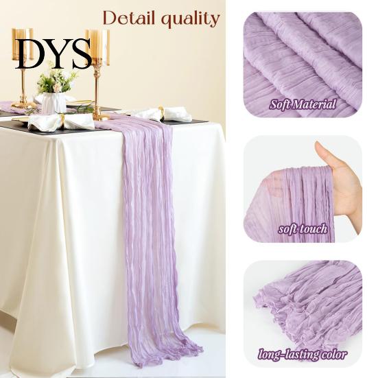 Lightweight Sheer Runner Wrinkle Table Boho Gauze Fabric Tablecloth for Wedding Party Decor Rustic Elegant Dining Accent Reusable Machine Washable