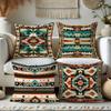 Bohemian-Style Geometric Pattern Pillow Cover: Exotic Tribal Motifs In Vivid Colors, Sofa Cushion Cover, Room Decoration