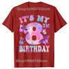 Its My 8th Birthday Butterfly Theme 8 Year Old Party Girl TShirt Unisex Unisex Cotton Short Sleeve Oversized Loose Tshirt Tops