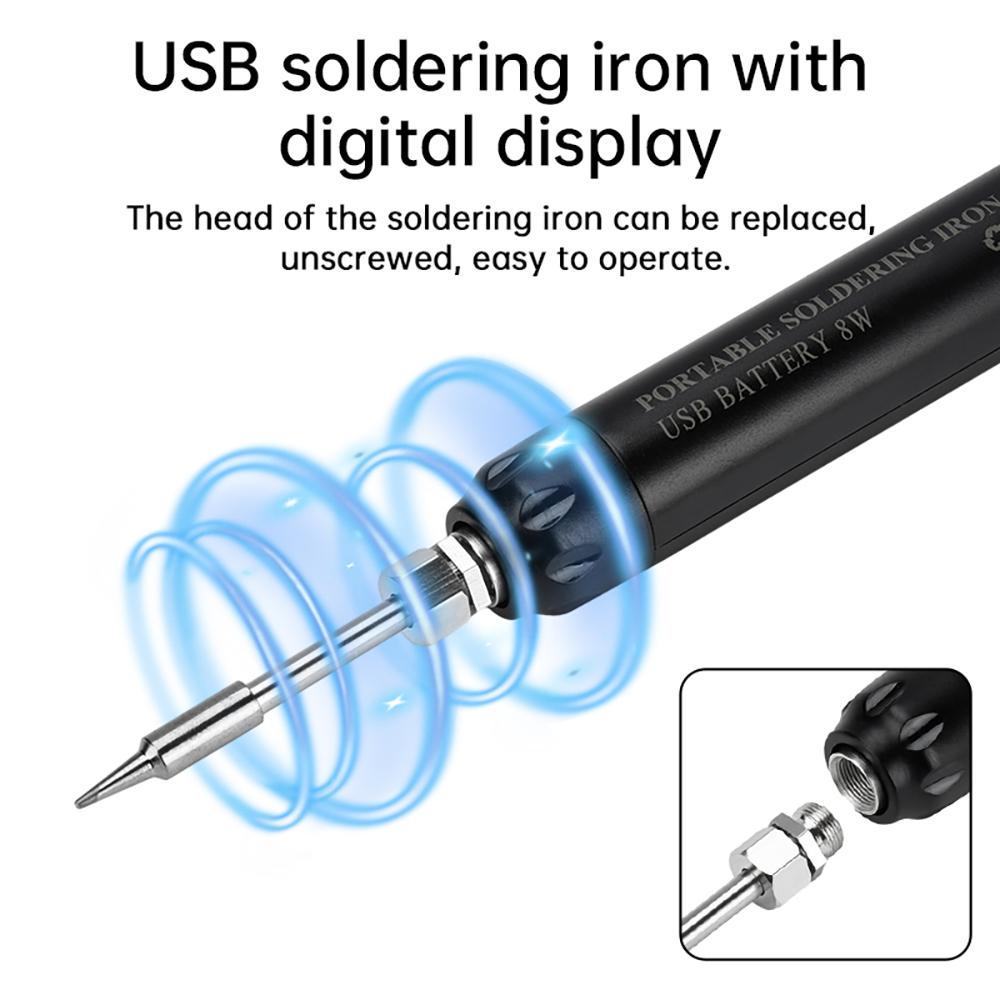 USB-паяльник Мини-маленький набор паяльников Регулируемый паяльник Портативный Type-C Интерфейс Аккумулятор 800 мАч