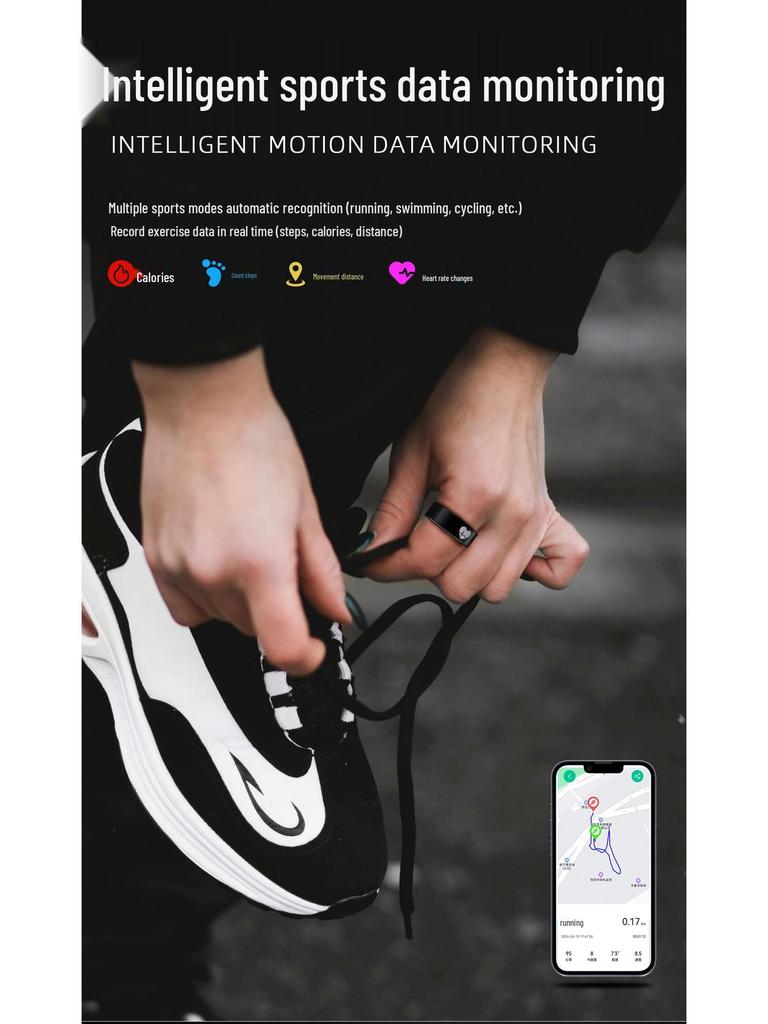 Умное кольцо здоровья R30: ЭКГ, Температура тела, Пульс, Кислород в крови, Мониторинг сна и ВСР