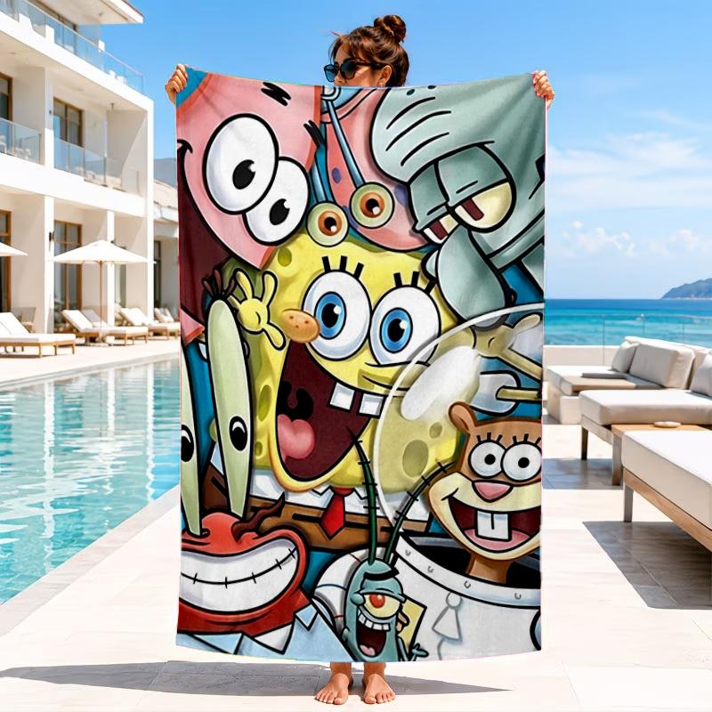 Sponge Expressions Pattern Beach Towel, Microfiber Beach Towel, Perfect For Pool, Beach, Travel, Home Decor Beach Party Fan gifts