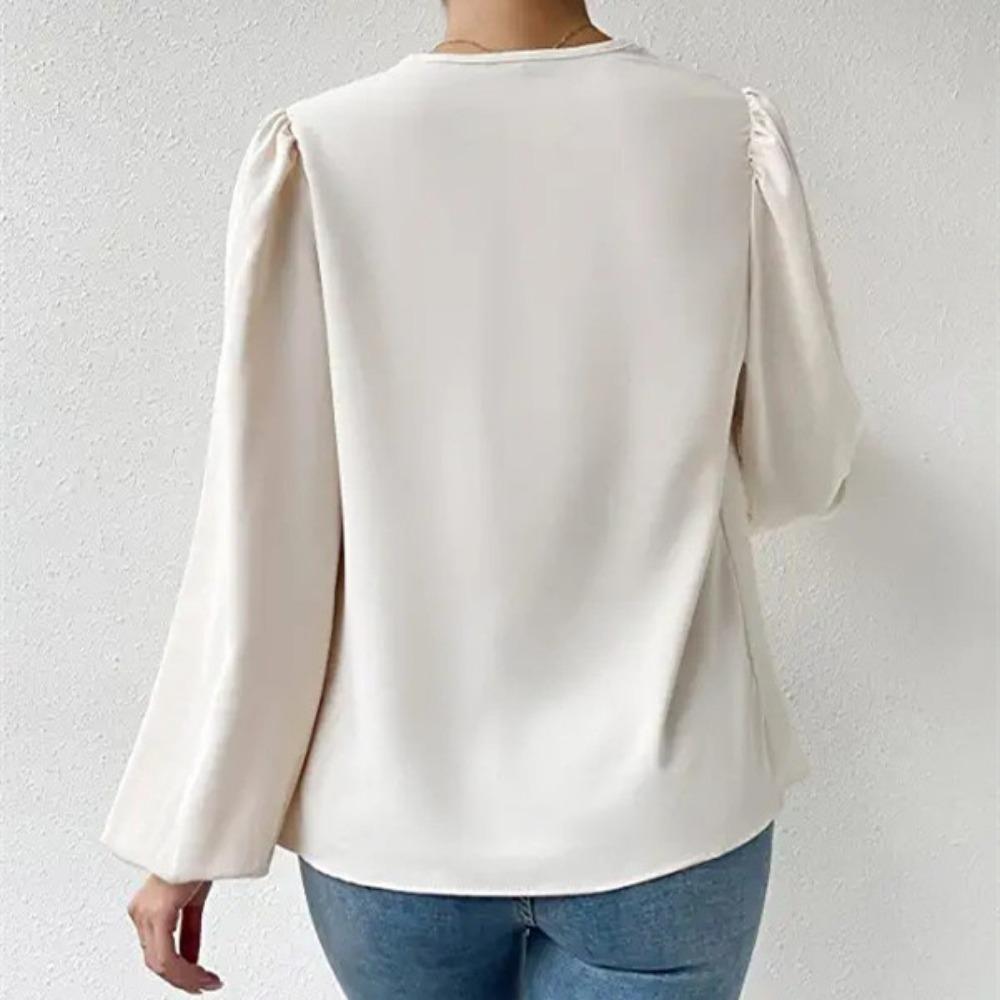 GMXIA Женские модные повседневные летние однотонные блузки и рубашки с v-образным вырезом и длинными рукавами с принтом