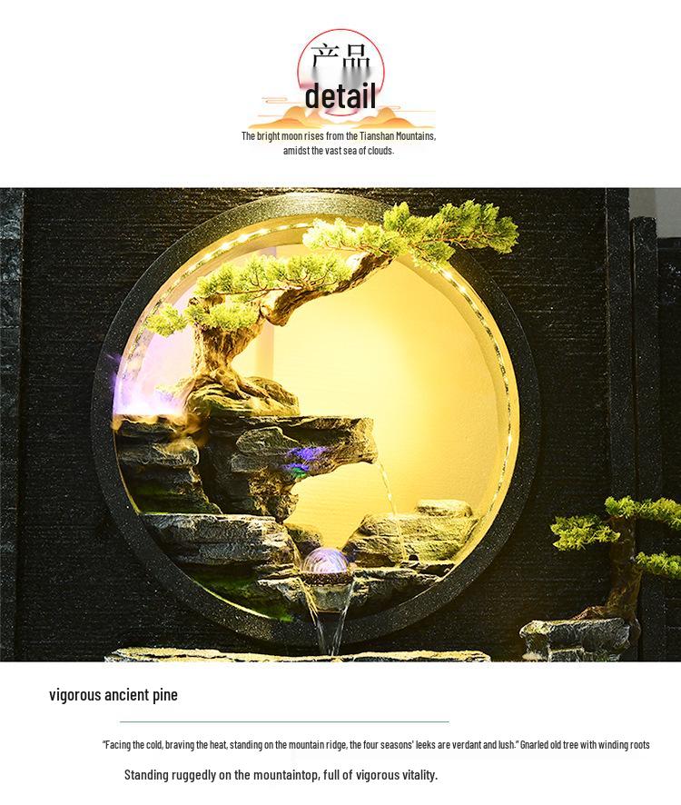 Large Rockery Water Curtain Divider: Flowing Water & Fish Pond Ornament for Living Room, Dining Room, Hotel, or Courtyard Landscaping