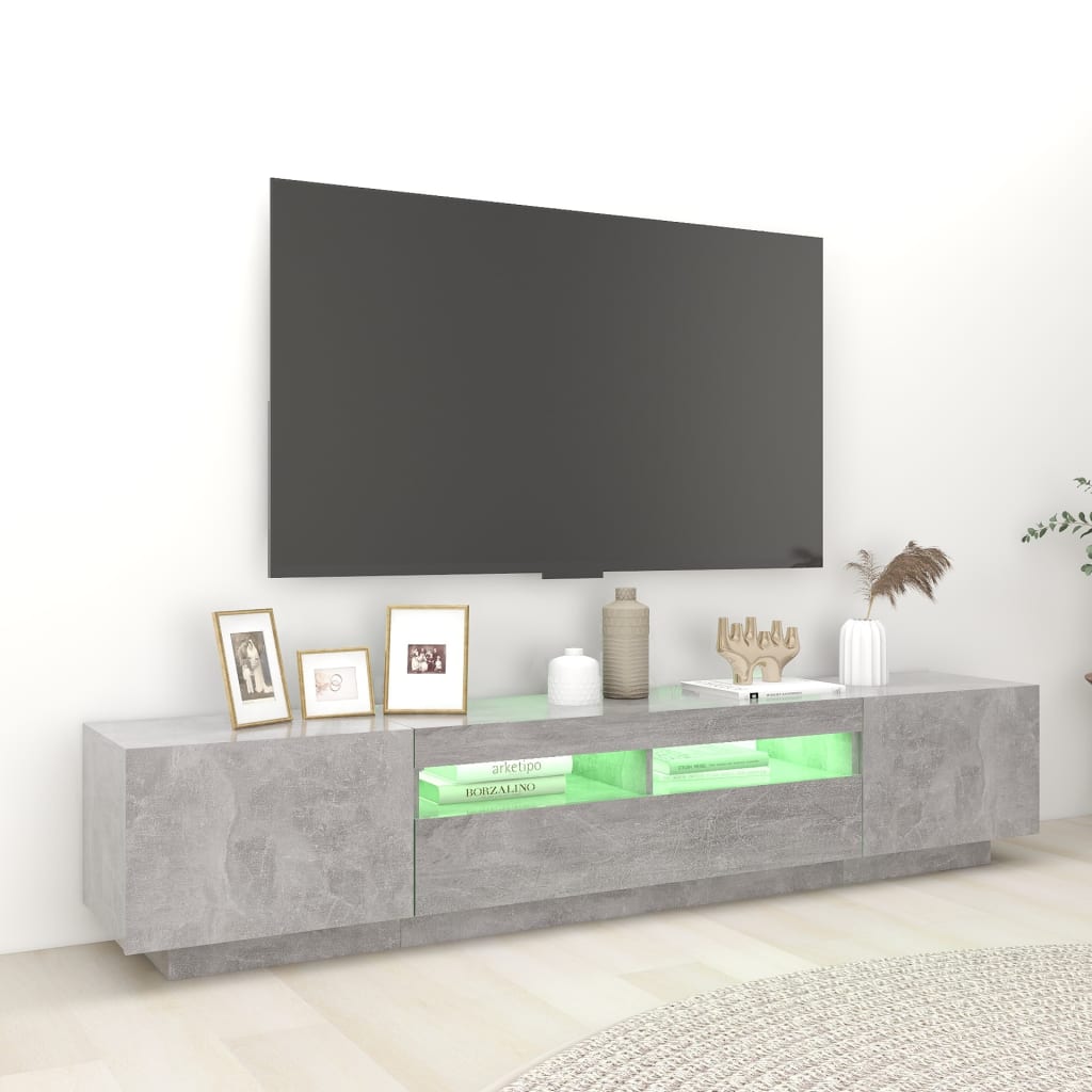 Vidaxl Szafka Pod Tv Z Oświetleniem Led, Szarość Betonu, 200X35X40 Cm