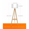 Деревянный торшер-тренога TOMONS с полкой и лампой E27 8 Вт - Скандинавский стиль
