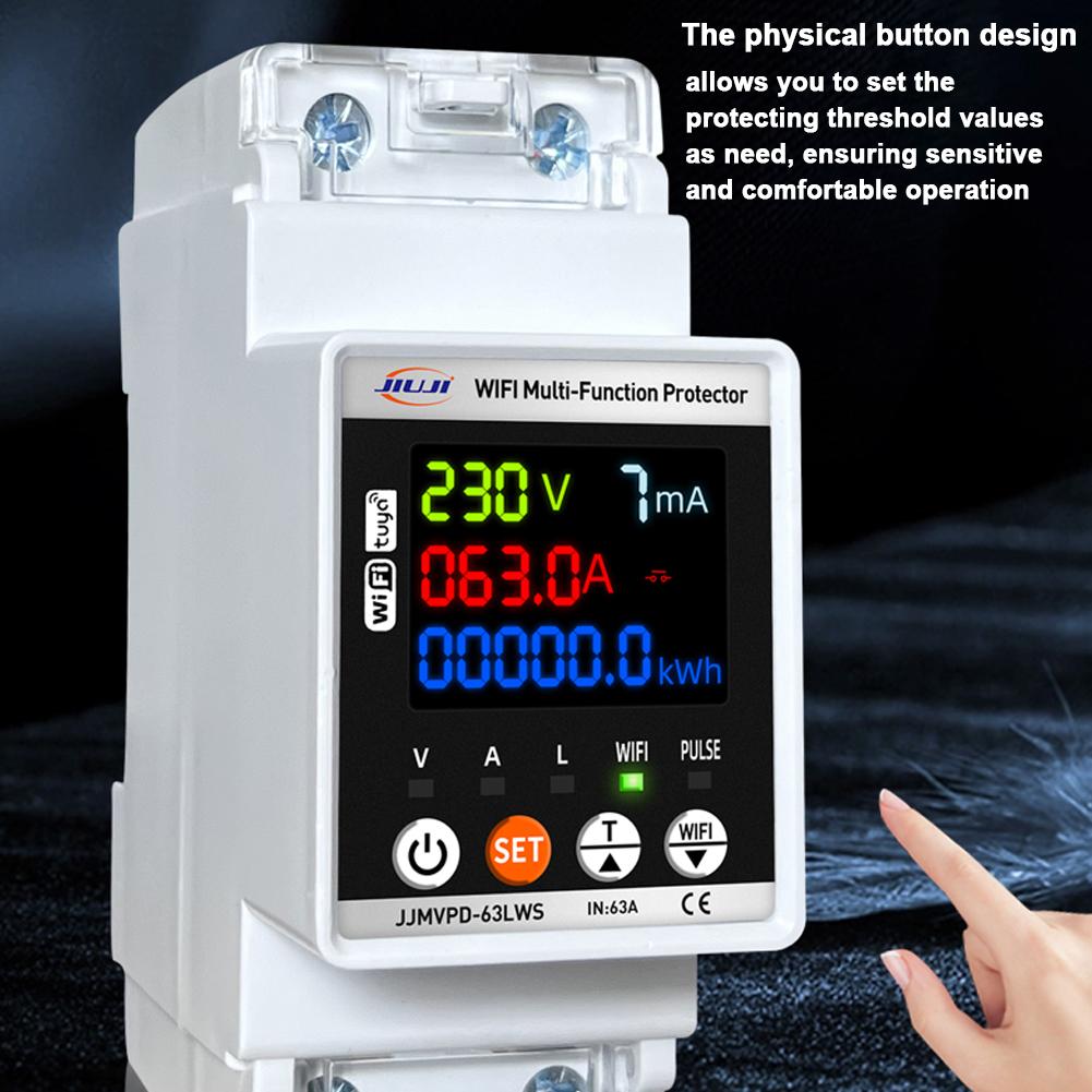 Tuya WiFi Automatic Intelligent Circuit Breaker Single Phase Digital Adjustable Voltage Current Leakage Protective Devic