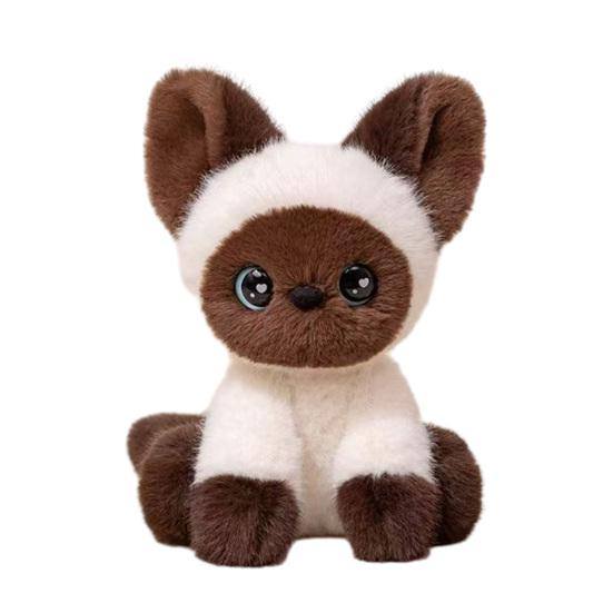 Yousheng Реалистичная кукла кошки Сиамская трехцветная кошка Плюшевая игрушка Мягкое чучело милый друг для стола и подарок для эмоциональной поддержки