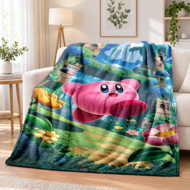 Kirby Flannel Throw Blanket Soft Warm Cozy For Sofa Bed Indoor Home Bedroom Use