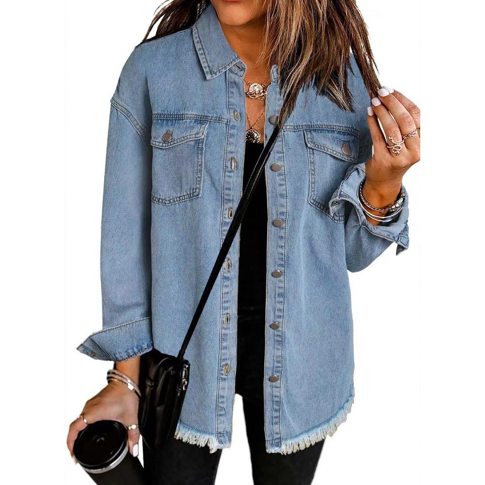 New Denim Jacket for Autumn and Winter, with A Unique Street Style and Ruffled Hem for Women