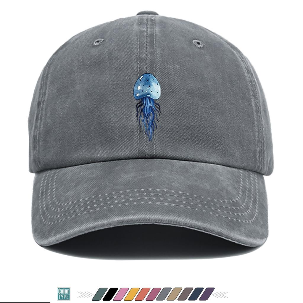 pc Deep Sea Blue Jellyfish Print Baseball Cap Dreamy Elegant Pattern Fashionable Trendy Hat Unisex Adjustable Street Trend Matc