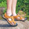 Модные мужские сандалии из натуральной кожи 2024 года, новые летние мужские повседневные сандалии для отдыха на открытом воздухе, тапочки, модные мужские кроссовки больших размеров для ходьбы