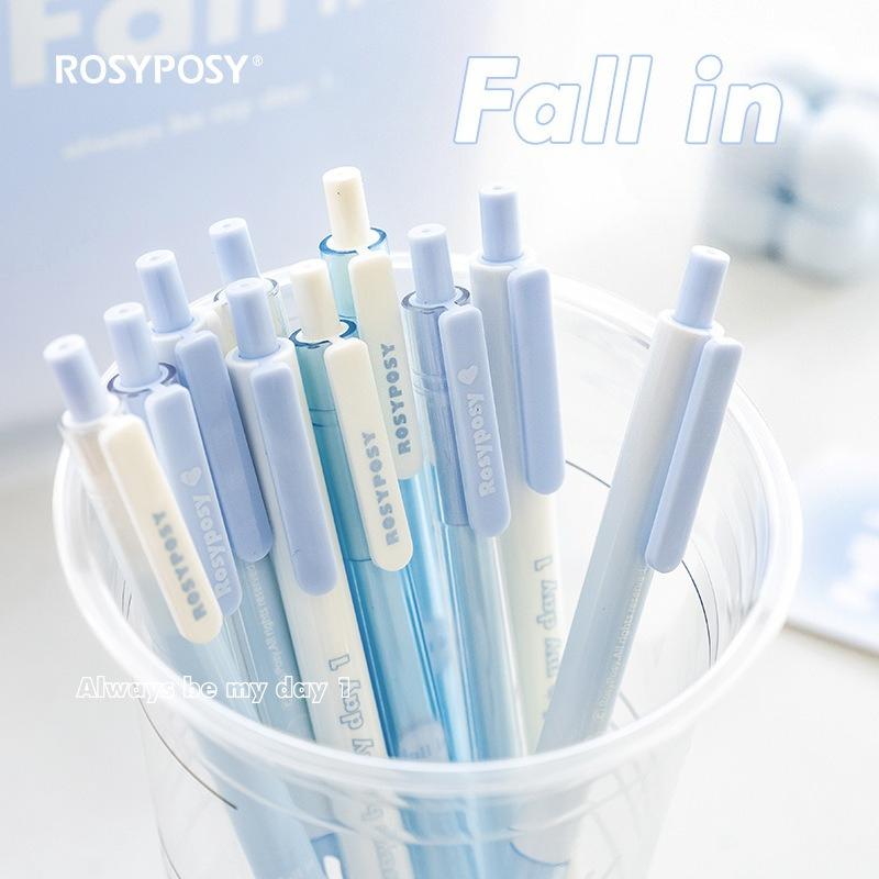 RosyPosy Набор осенних ручек в нейтральных тонах, Набор ручек-румян Студенческая нажимная Черноводная ручка-кисть Вопросительная ручка