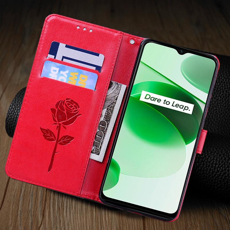 Роскошный кожаный чехол-кошелек с цветами розы для OPPO Realme C21Y C20 C35 C31 C25 C25S C17 A73 A57 A51 A92S A94 A93 A74 A52 A72 A92 A59 5G откидная крышка книги