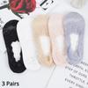 3 Pairs Women Lace Cotton Invisible Socks Non-slip Summer Solid Color Short Socks Fashion Ankle Thin Slipper Hollow Out Socks