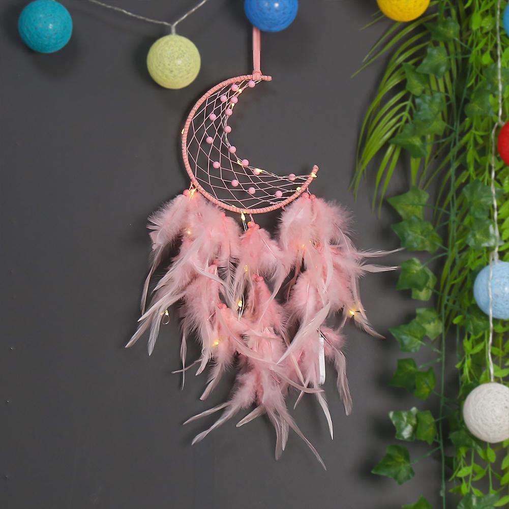 Wall Hanging Decor Night Light Dream Catcher Feather Moon Lamp Children'S Room Decor Decoration Bedroom Decorative Luminaires
