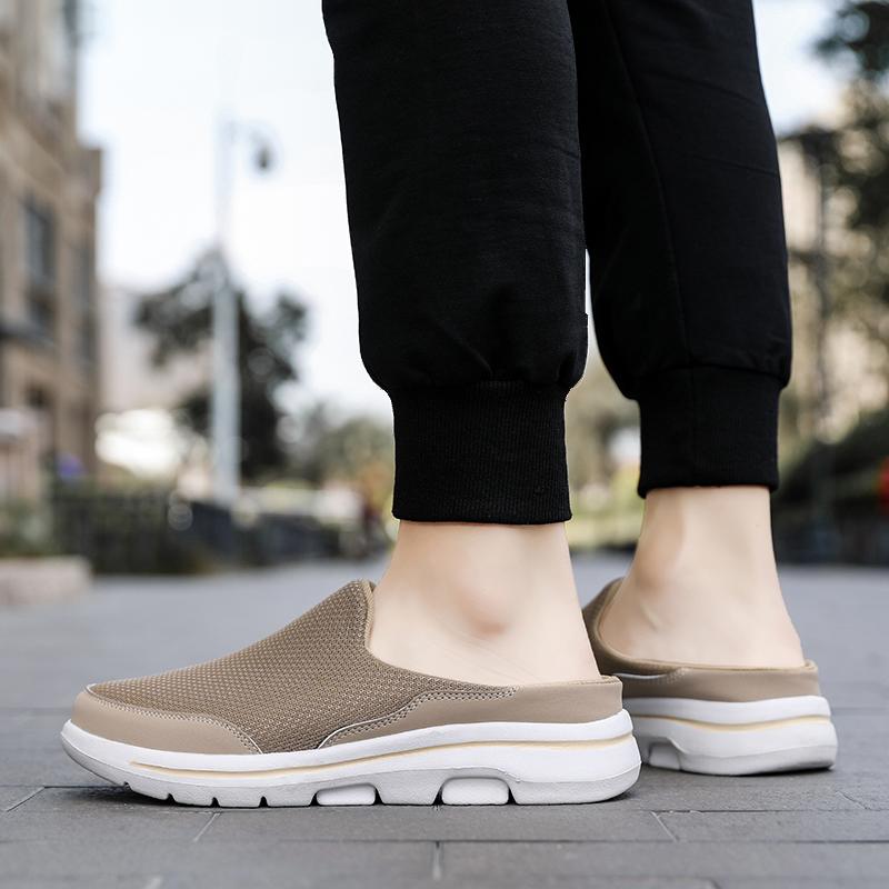 Men/Women's Interior Slippers Men's Half Slippers Summer Mesh Meter-breathable Men's Black Slippers