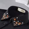 Fashion Beaded Fake Collar Women Detachable Collars Black False Collars Woman Removable Chiffon Half Shirt Tie Nep Kraagie