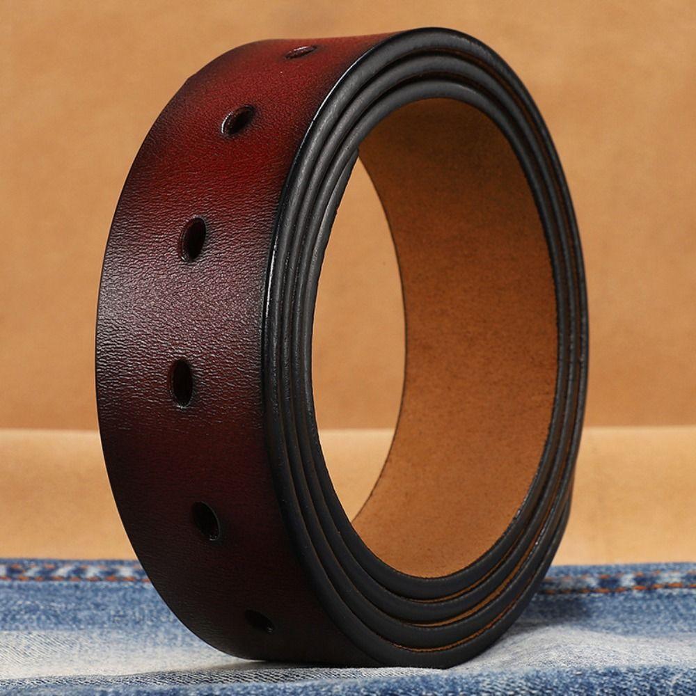 Replacement Craft DIY Genuine Leather Belt 3.3/3.8cm with Hole Classic Waistband No Buckle Girdle