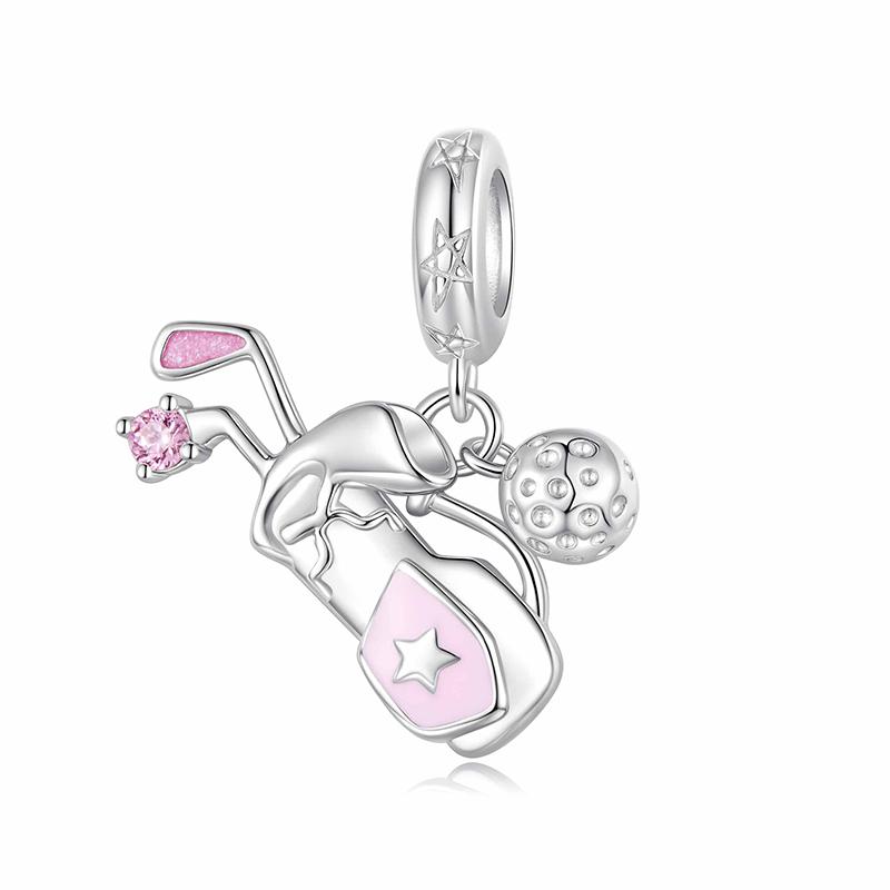 WOSTU 925 Silver Sports Series Charm Pendants Golf Badminton Rugby Basketball Volleyball Beads DIY Gift For Sport Player Family