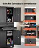 Metal Storage Cabinet with Wheels, 81.5 kg Shelf Load Capacity, 1905 mm Tall Rolling Garage Tool Storage Cabinet with 4 Locking Doors and Adjustable