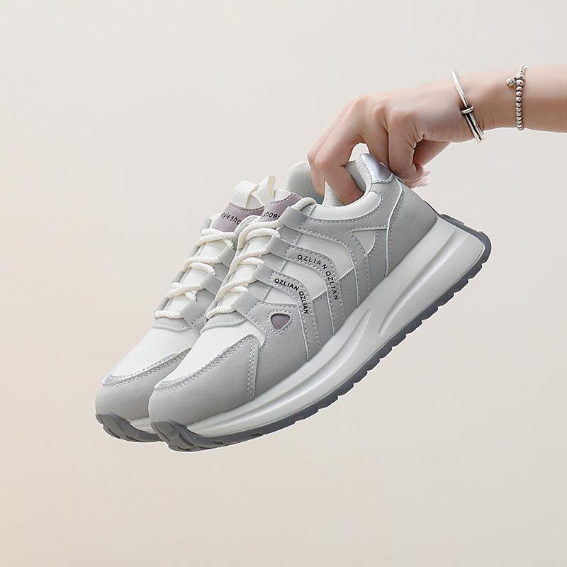 Casual Sneakers for Women Comfortable Running Shoes Chunky Platform Walking Shoes Women's Slip-On Lace-Up Breathable PU Leather Tennis Sneakers