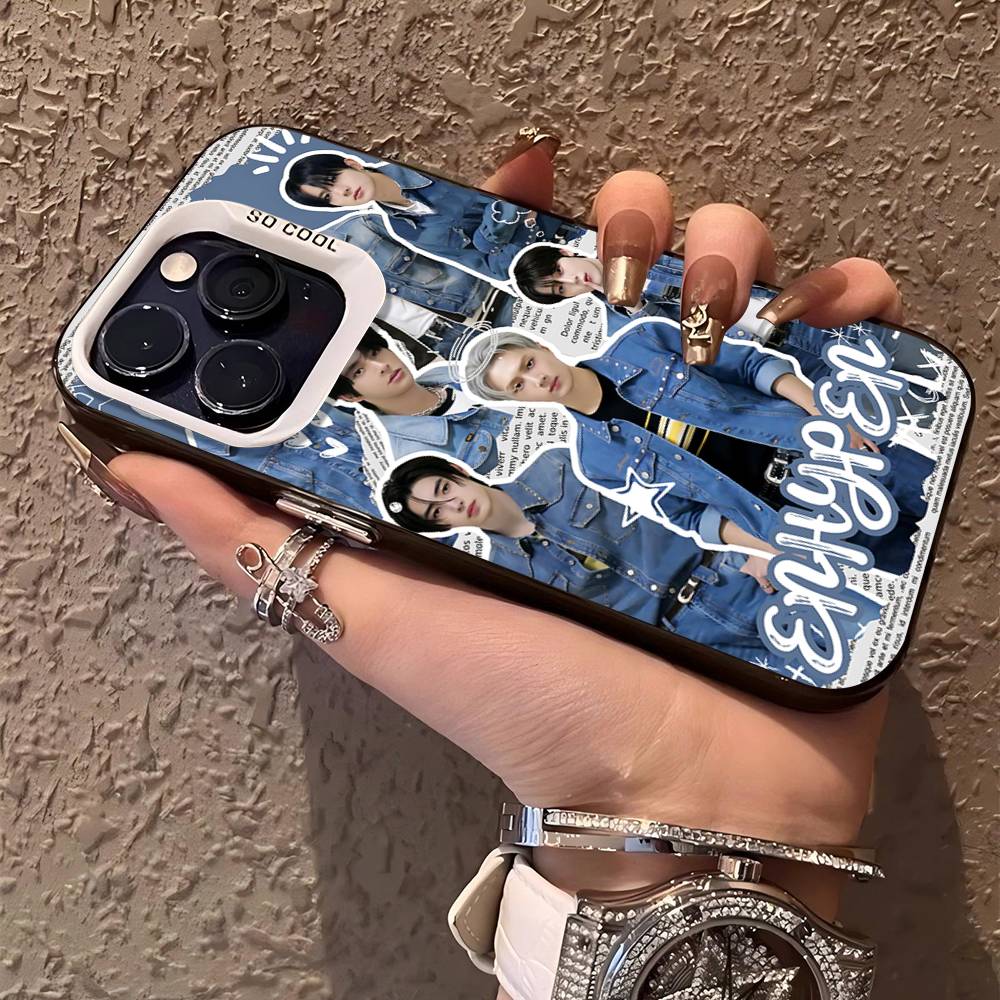 Korea E-Enhypenes Singing Phone Case For IPhone 17 Air 16 15 14 13 12 11 Pro Max Color Hard Cover