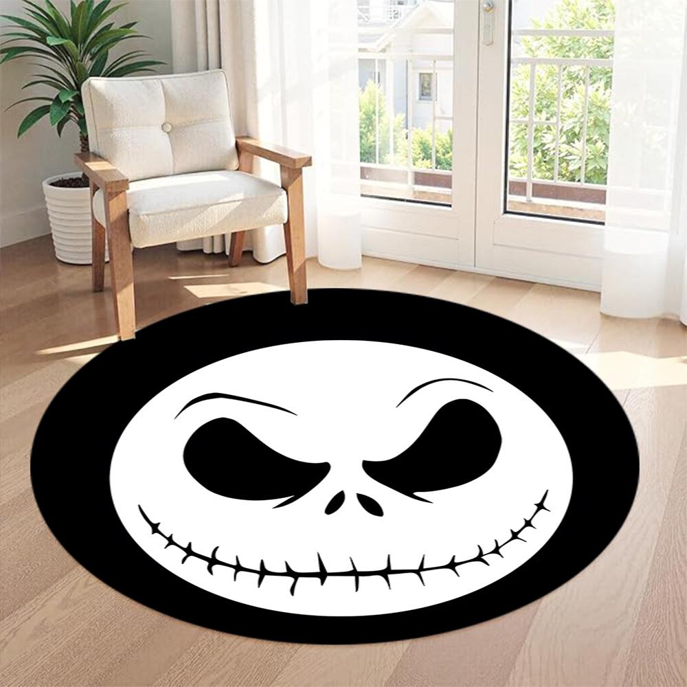 Tim Burton's Round Office Rug Perfect for Kitchen Dormitory Game Room Foyer Antislip Round Carpet Anime Office Decor Perfect Gift for Women Men