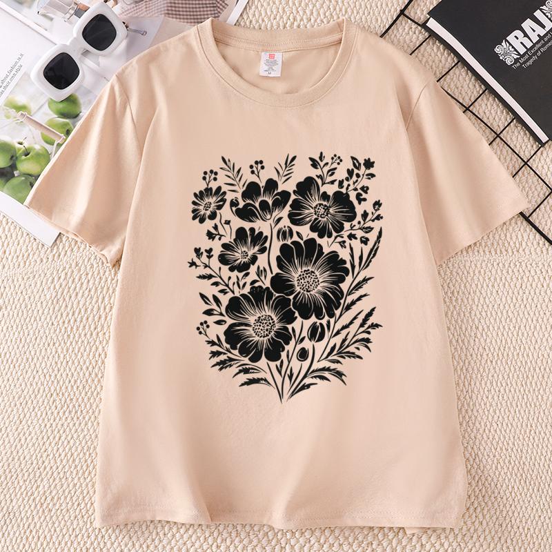 Vintage Pressed Flowers TShirt Unisex Unisex Floral Tshirt Wildflowers T Shirts Boho Gardener Tshirt Unisex Ladies Clothing