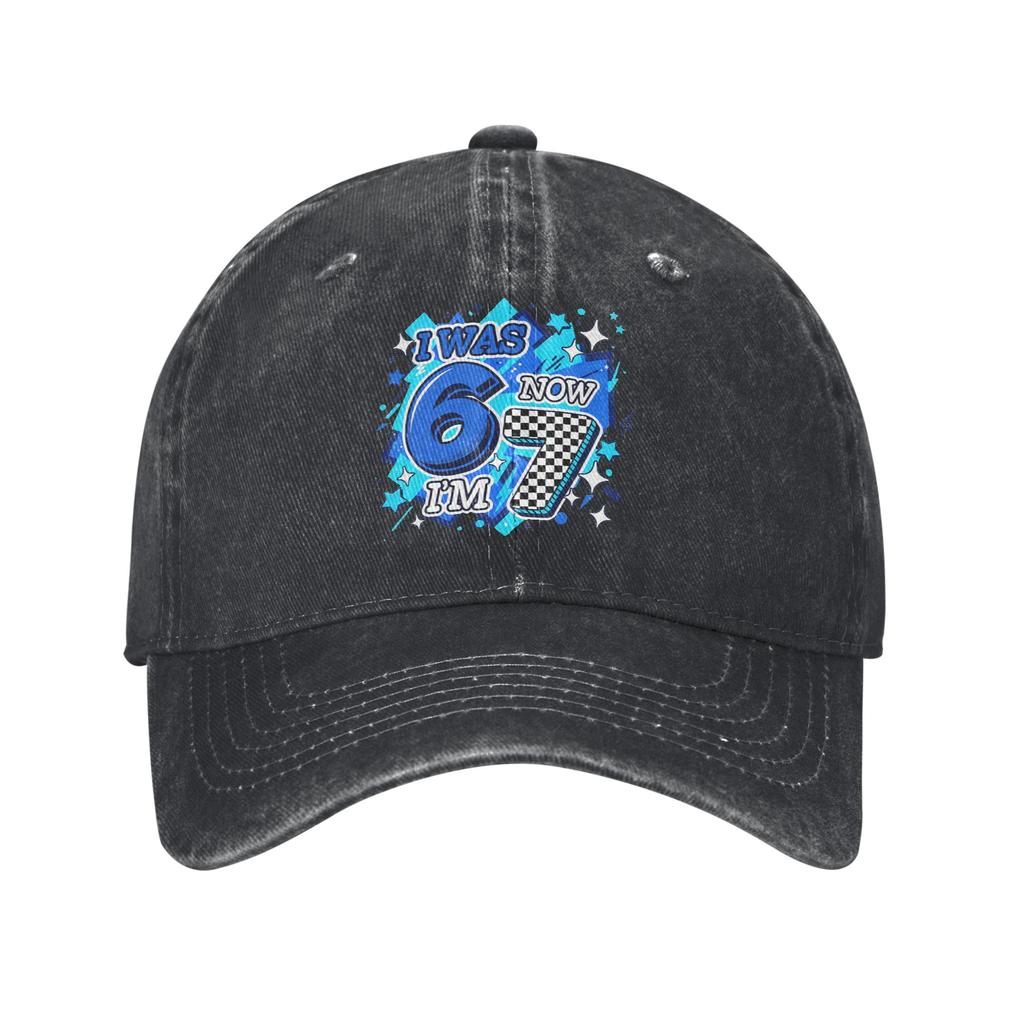Summer Blue Checkered I was 6 Now Im 7 67 Meme Baseball Cap Sun Dropshipping Washed Trucker Hat Female Male Baseball Caps