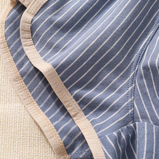 Men Boxer Briefs Mid-rise Elastic Waistband Shorts Underwear Striped Print Patchwork Color U-Convex Panties