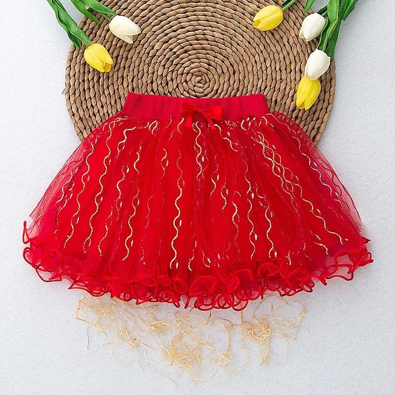 Короткая юбка для девочек, сетчатое все модное танцевальное платье принцессы, одежда для девочек
