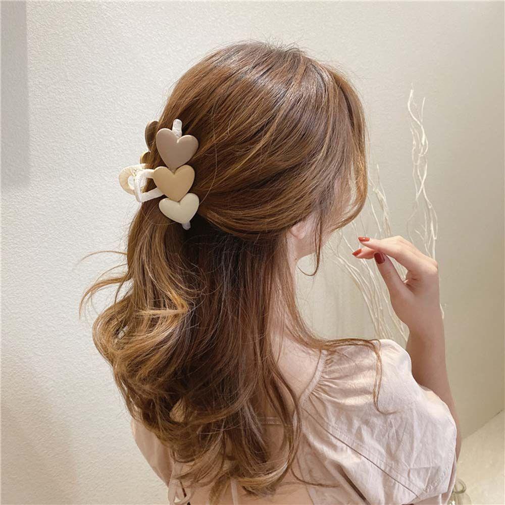 Винтажные Большие Хаки Кофейные Украшения для Волос В Форме Сердца Три Сердца Заколки Зажимы для Волос Краб Заколки Корейский Стиль