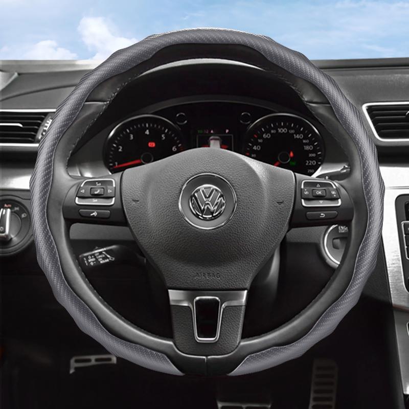 Подходит для Volkswagen Рулевое колесо с текстурой под карбон Накладка защелкивающаяся Волнообразная Защитный чехол Golf Passat Polo Jetta Tiguan T-Roc Atlas