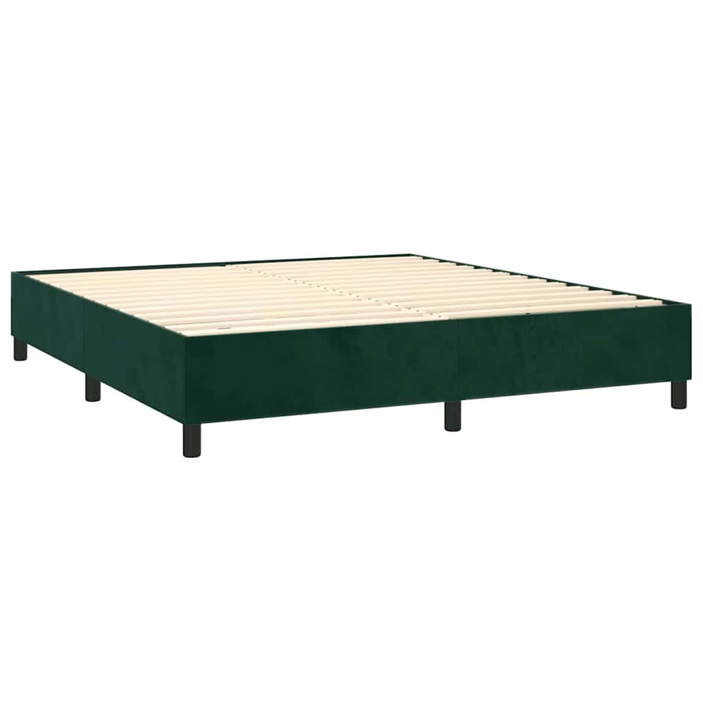 Box Spring Bed with Mattress Dark Green 180x200 cm Velvet