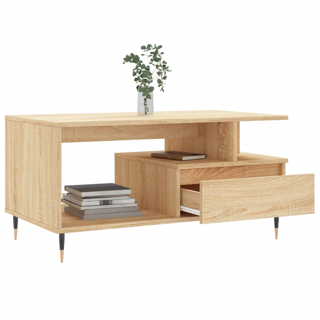 Vidaxl Stolik Kawowy, Dąb Sonoma 90X49X45 Cm, Materiał Drewnopochodny