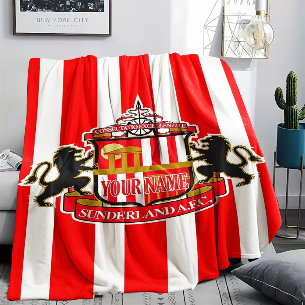 1PC Sunderland Afc Crest Custom Name Patterned Flannel Blanket Suitable For All Seasons For Home Decor Warmth And Comfort Gifts Holiday Present