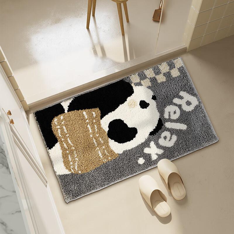 Cute Panda Plush Non-Slip Absorbent Bathroom Floor Mat for Home Toilet Entrance