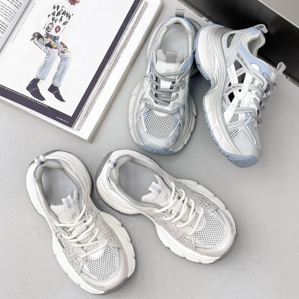 Супер популярные женские кроссовки-папы 2025 лето новый продукт сетка полые дышащие легкие на толстой подошве повседневные спортивные туфли тренд