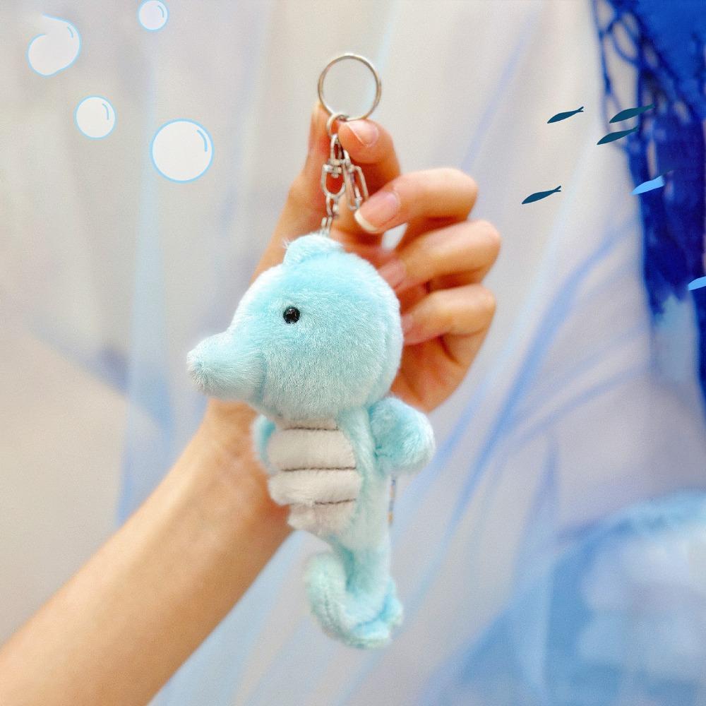 Soft Ocean Animal Keychain Small Turtle Kawaii Fluffy Whale Keyring Collection Octopus Press Sound Pendant Birthday Gift
