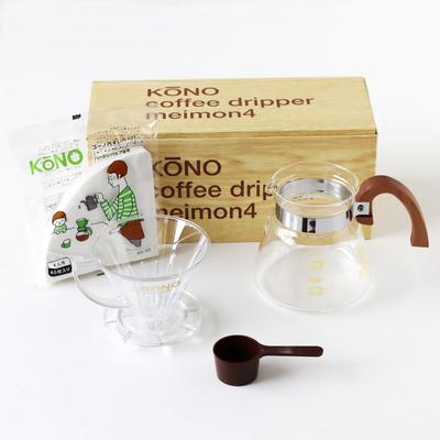 Престижный набор дрипперов KONO Style на 4 персоны с деревянными ручками