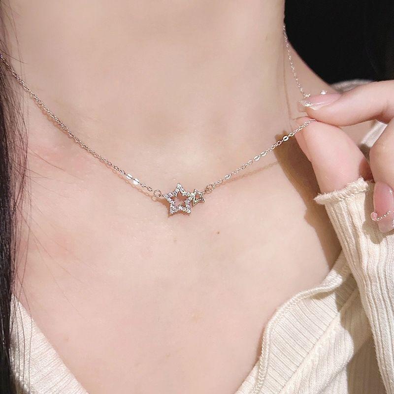 Light Luxury Sweet Star Necklace For Women Girls Simple Exquisite Versatile Pentagram Clavicle Chain Jewelry Accessories Gifts
