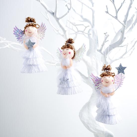 Рождественская юбка с кисточками, кукла-ангелочек, кулон, креативные рождественские подвесные украшения